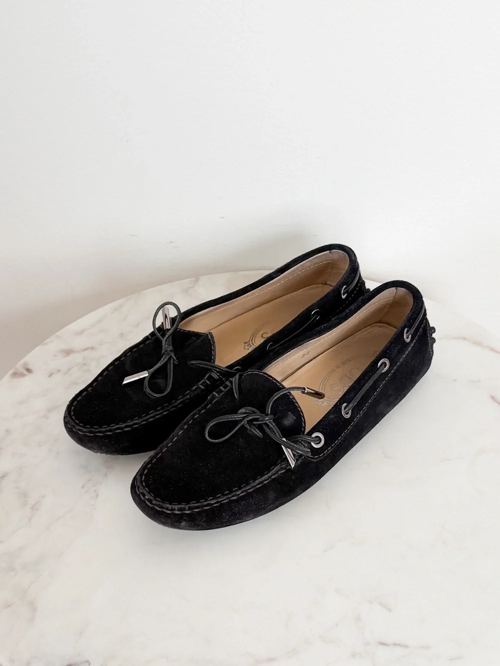Tod's Gommino Suede Driver Loafers Black Size 38 EU 8 US